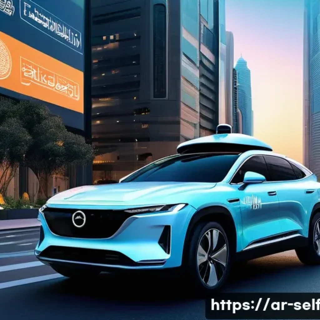 자율주행차의 법적 규제 현황 - A futuristic urban scene in a Middle Eastern city at dusk, showcasing a sleek self-driving car navig...